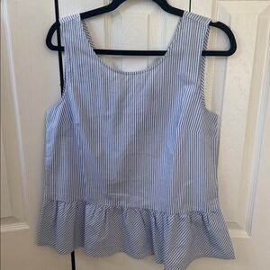 Blue and White Striped Peplum Top
